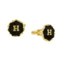 Jewelry 14K Gold-Plated Enamel Initial H Cufflinks