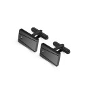 Stainless Steel Black Plated Rectangle w/ Single CZ Cuff Links