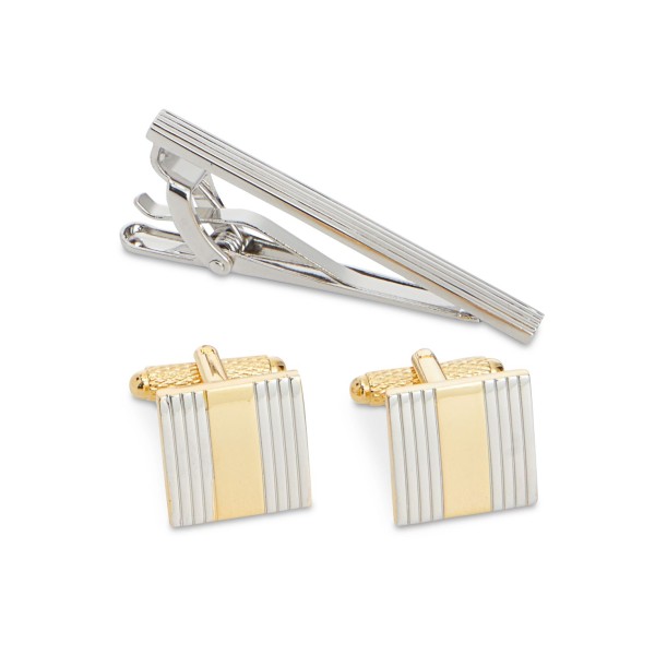 Men's Classic Cuff Links & Tie Bar Set