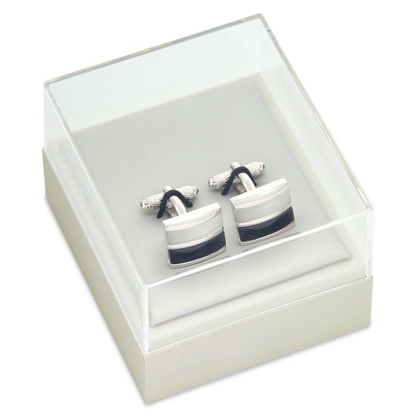 Men's Black Stripe Cufflinks