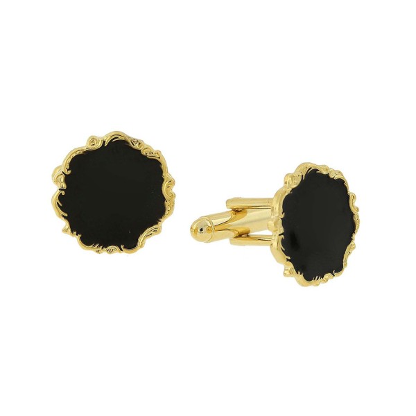 Jewelry 14K Gold-Plated Enamel Initial E Cufflinks