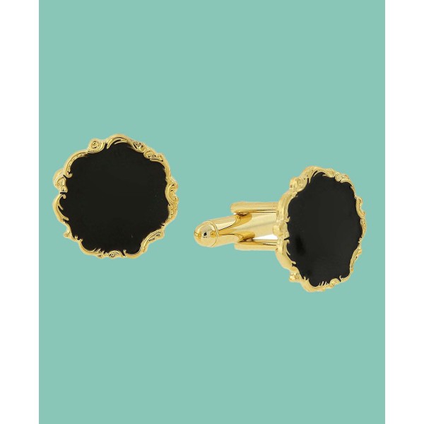 Jewelry 14K Gold-Plated Enamel Initial E Cufflinks