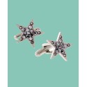 Jewelry Silver-Tone Crystal Star Cufflinks