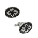 Jewelry Silver-Tone Enamel Flower Cufflinks