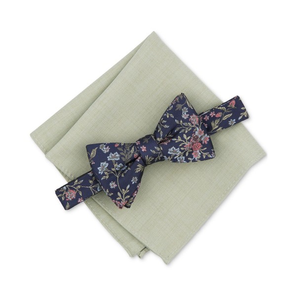 Men's Floral Bow Tie & Pocket Square Set