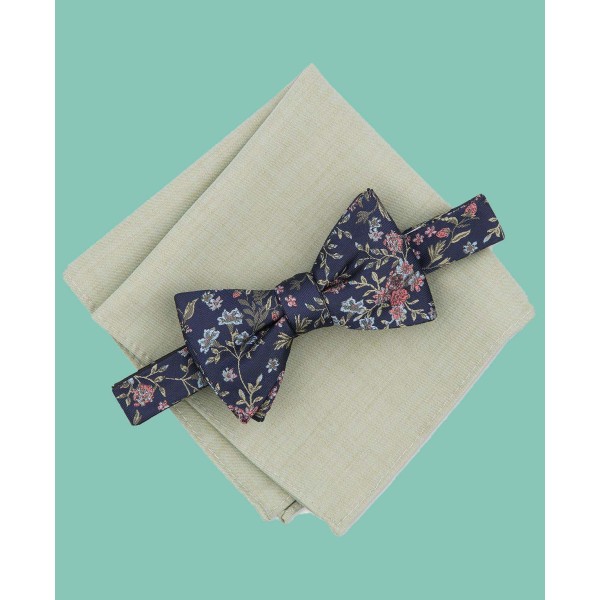 Men's Floral Bow Tie & Pocket Square Set