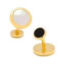 Double Sided Gold Mother of Pearl Round Beveled Cufflinks