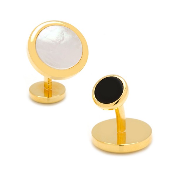 Double Sided Gold Mother of Pearl Round Beveled Cufflinks