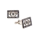 Jewelry Silver-Tone Crystal Rectangle Cufflinks